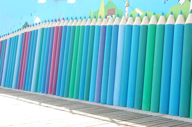 istock Color pencil wall, hand-painted walls, 878077934