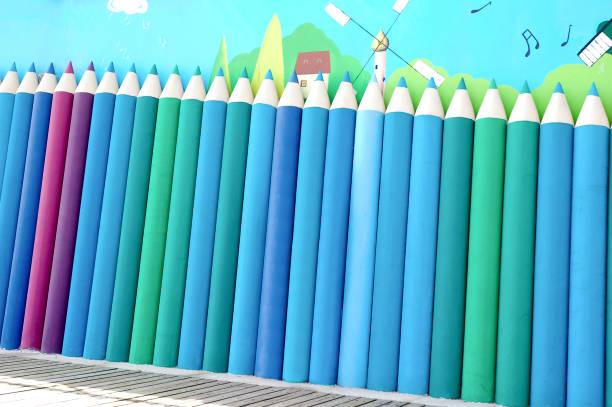 istock Color pencil wall, hand-painted walls, 878077936