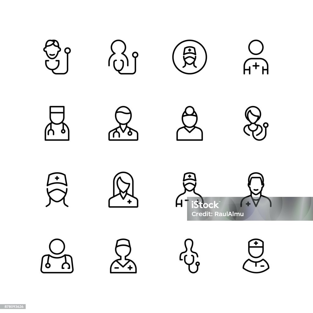 Doctor line icon Doctor icon set. Collection of high quality black outline logo for web site design and mobile apps. Vector illustration on a white background. Icon Symbol stock vector