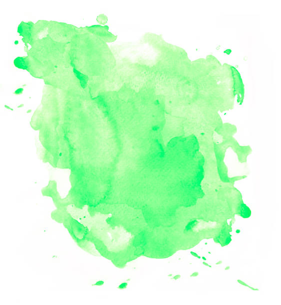istock Green watercolor background with splashes 878122330