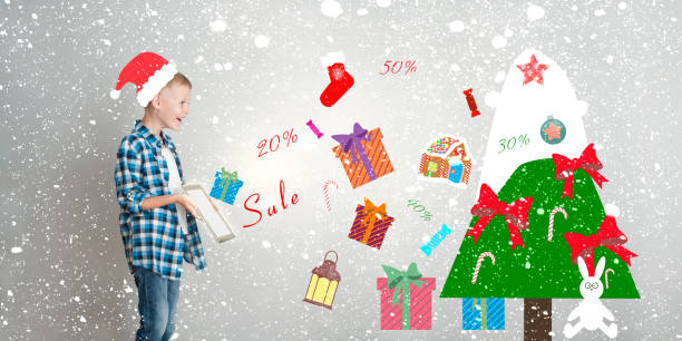 istock Boy is giving a lot of gifts from his magic tablet pc 878127590