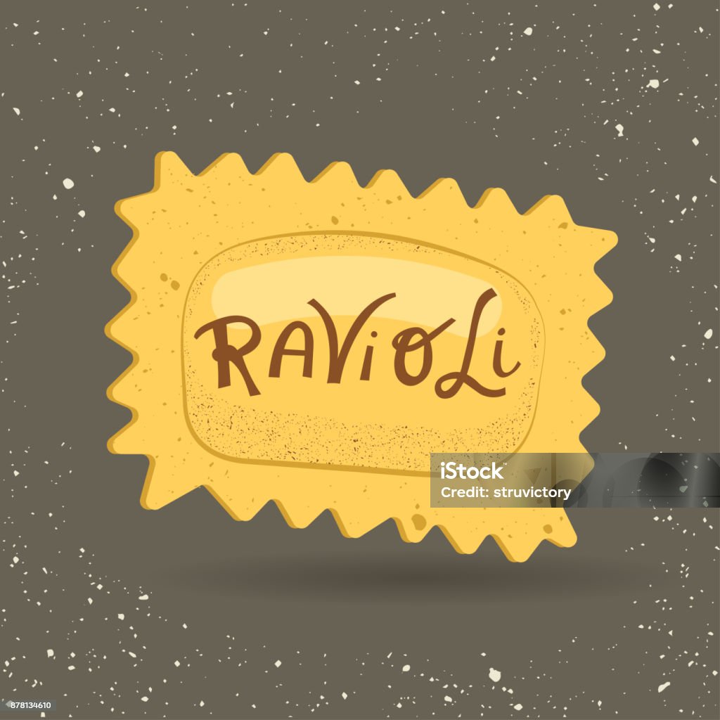 Vector Ravioli Text Ravioli With Lettering On A Gray Background Stock Illustration ...