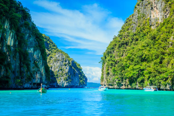 istock Boat in MAYA Bay Phi Phi Islands Andaman sea  Krabi Thailand. 878137608