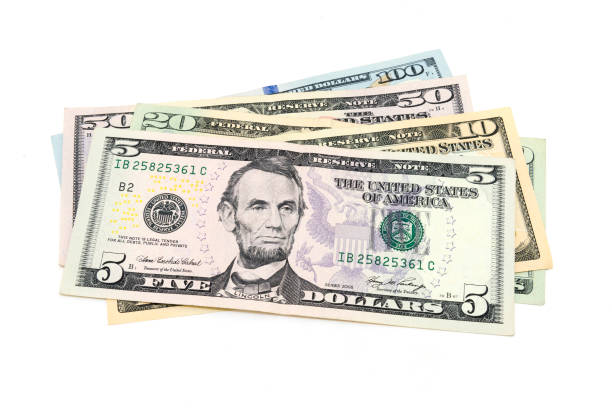 Various US dollar banknotes (5, 10, 20, 50, 100 Dollar) Various US dollar banknotes (5, 10, 20, 50, 100 Dollar) five dollar bill stock pictures, royalty-free photos & images