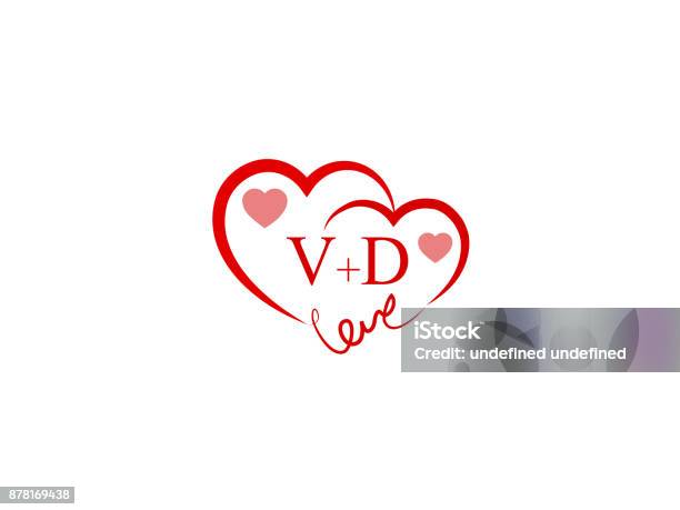 Vd Initial Wedding Invitation Love Icon Template Vector Stock Illustration - Download Image Now
