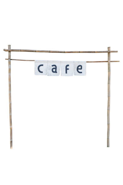 istock Bamboo cafe entrance on white background 878176034