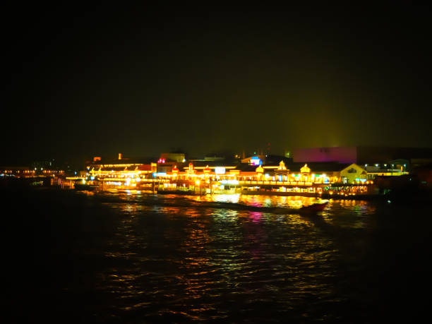 Beautiful view of Chao Phraya River at night.