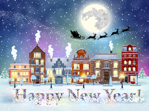 istock Christmas winter city street 878184648