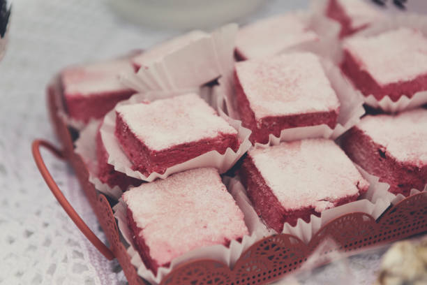 istock Rose turkish delight, lokum sweets closeup 878194448