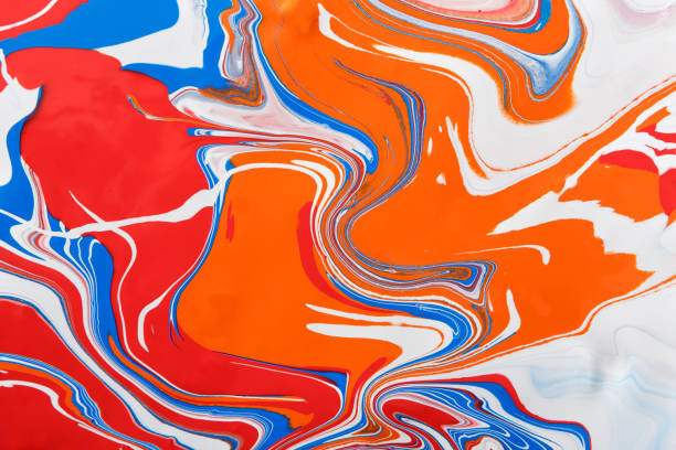 istock Liquid marbling acrylic paint background. Fluid painting abstract texture 878199202