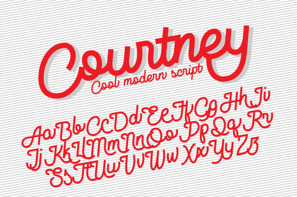 stockillustraties, clipart, cartoons en iconen met courtney koele moderne script lettertype - kalligrafie