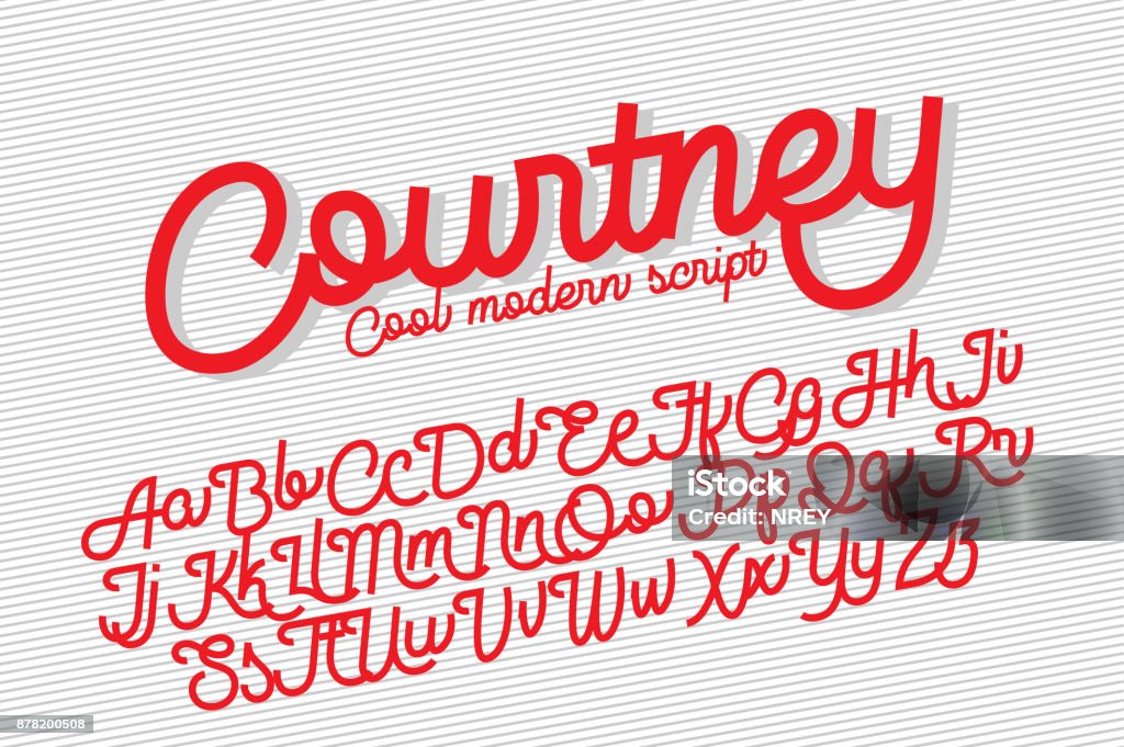 Courtney cool modern script font Courtney cool and modern script font, monolinear with cut sharp ends.

 Typescript stock vector