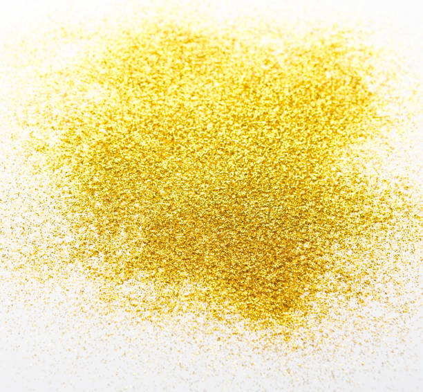 istock Golden glitter sand texture on white background 878205406