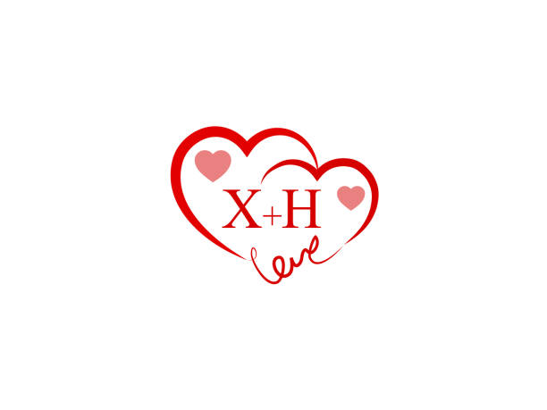 ‪‪❤︎‬様ページ Xh Initial Love Template Logo Stock Illustration - Download Image