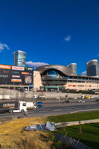 Istanbul, Turkey - December 5, 2016: Exterior view of Mall of Istanbul or MOI, Turkey's largest shopping mall and complex opened May 2014 in Basaksehir, Istanbul.