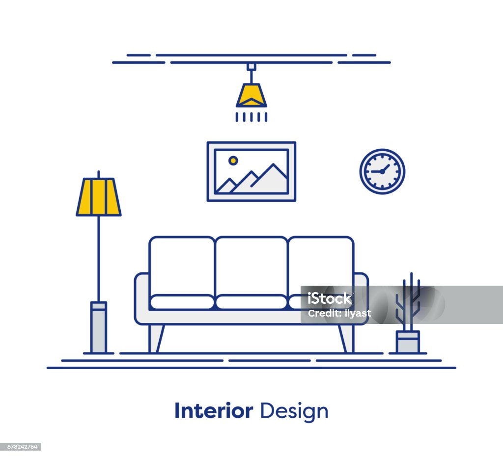 Interior Design Concept Interior design thin line illustration design. Icon Symbol stock vector