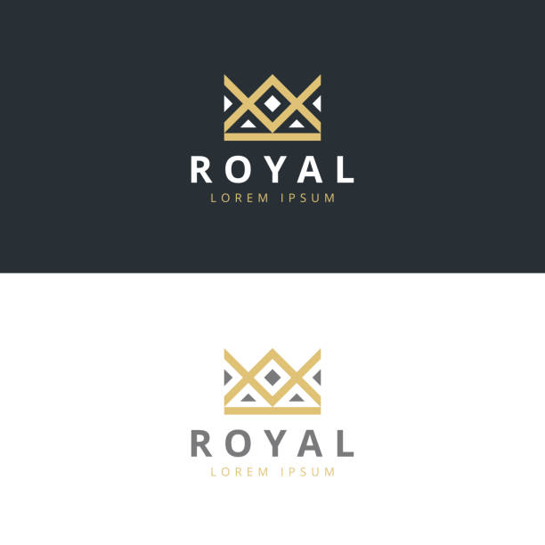 Geometric Vintage Creative Crown abstract icon design vector template. Geometric Vintage Creative Crown abstract icon design vector template. Letters M and A monogram, Vintage Crown icon Royal King Queen concept symbol icontype concept icon. king crown stock illustrations