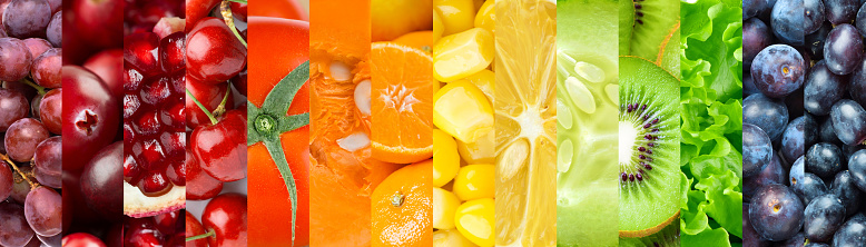 Fruits and vegetables. Background of fresh ripe color food
