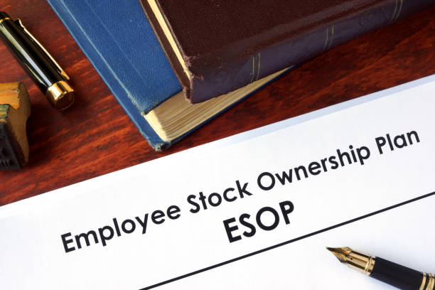 istock Papers with Employee Stock Ownership Plan (ESOP) on a table. 878268980