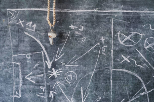 istock whistle of a soccer coach with strategy drawing 878269248