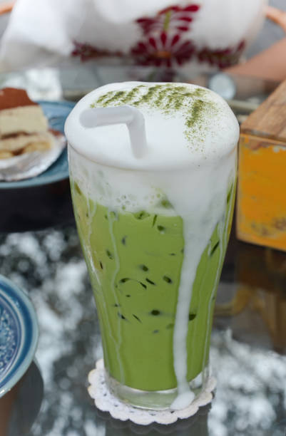 Matcha green tea with milk, Cold drink