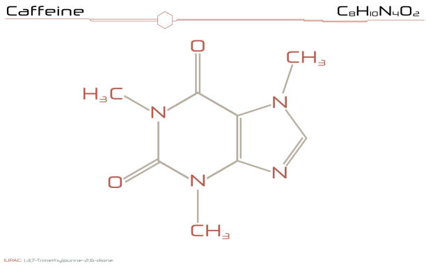 Molecule of Caffeine Large and detailed illustration of the molecule of Caffeine caffeine molecule stock illustrations