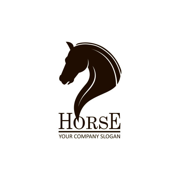 emblem of horse head monochrome emblem of horse head on white background horse head vector stock illustrations