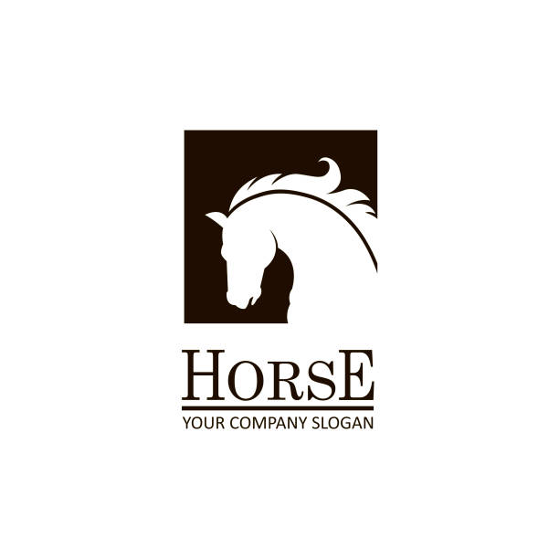emblem of horse head monochrome emblem of horse head on white background horse head vector stock illustrations