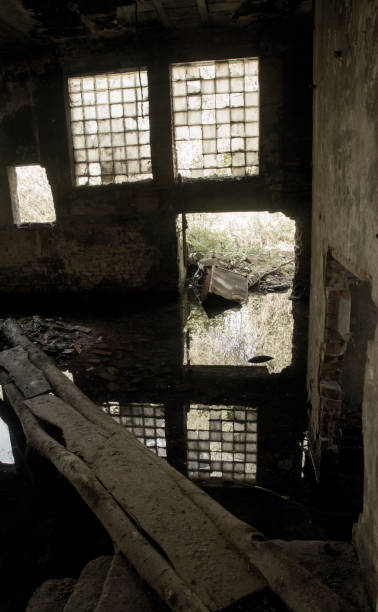 istock interior of an old completely destroyed brickyard 878320794