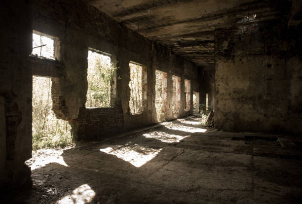 istock interior of an old completely destroyed brickyard 878321048