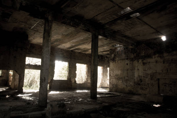 istock interior of an old completely destroyed brickyard 878321092
