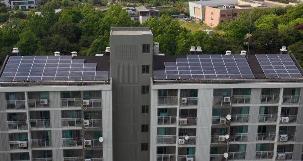 istock Apartment in South Korea with solar panels 878321188