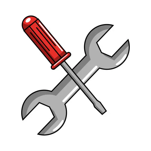 Vector illustration of screwdriver and wrench tools