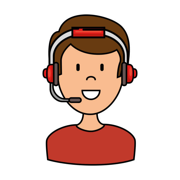 illustrations, cliparts, dessins animés et icônes de agent de centre d’appel mâle - customer service representative audio