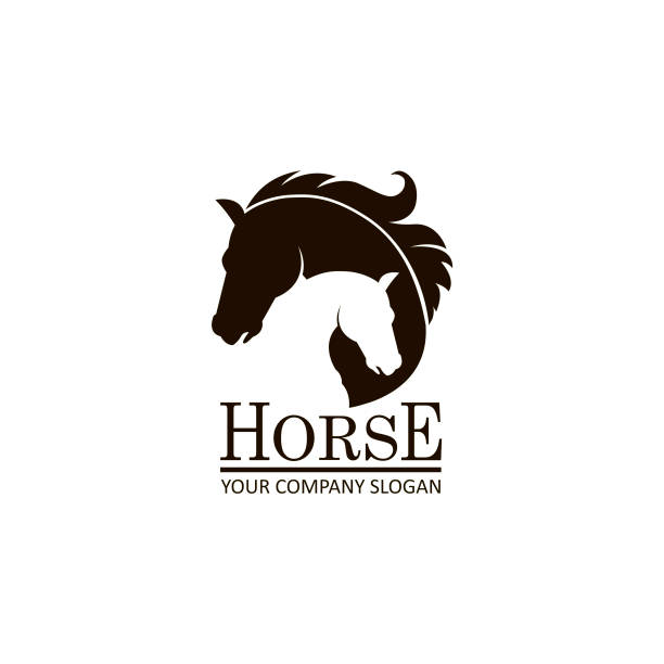 illustrazioni stock, clip art, cartoni animati e icone di tendenza di emblema della testa di cavallo - steeplechasing