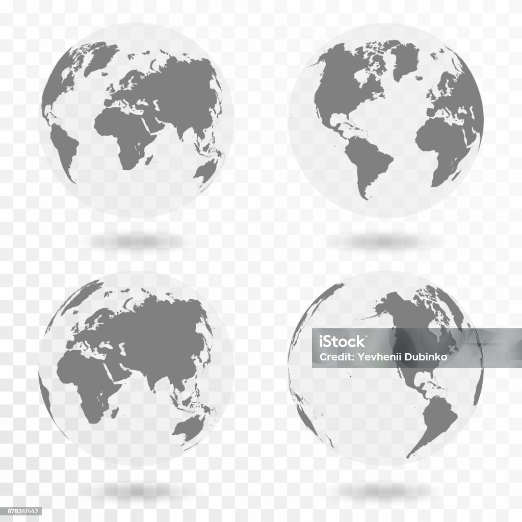 Planet Earth icon set. Earth globe isolated on transparent background Planet Earth icon set. Earth globe isolated on transparent background. Vector Globe - Navigational Equipment stock vector