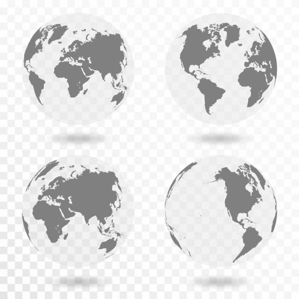 Planet Earth icon set. Earth globe isolated on transparent background Planet Earth icon set. Earth globe isolated on transparent background. Vector gray color illustrations stock illustrations