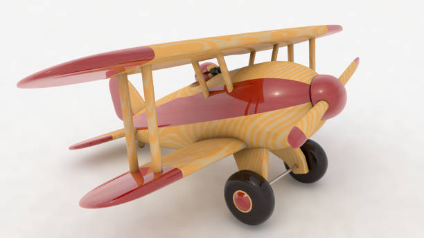 istock Wooden toy airplane. 3D render 878346220