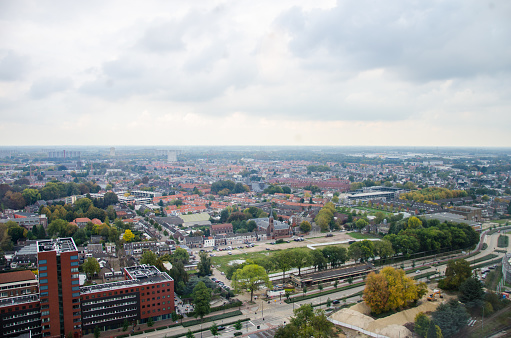 Tilburg, Netherlands - October 15, 2014: city view panorama of Holland