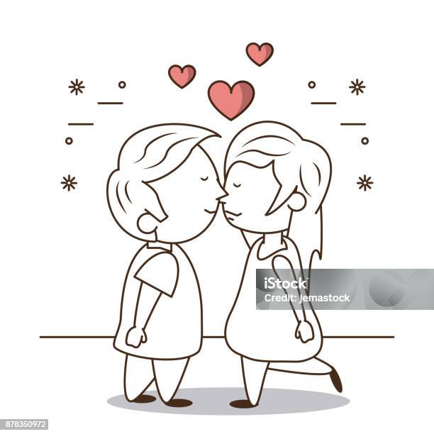 Kids In Love Cartoon Stock Illustration - Download Image Now - Baby - Human  Age, Black Color, Boys - iStock