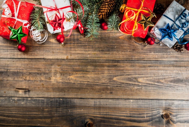 istock Christmas wooden background 878362374