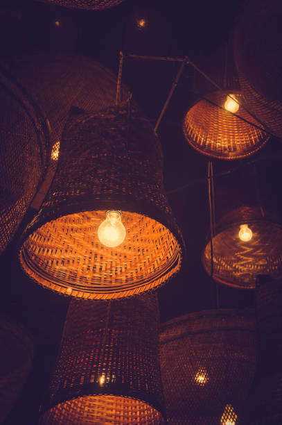 istock Wooden lamp Lighting and decorating. 878364672