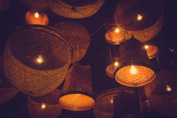 istock Wooden lamp Lighting and decorating. 878364698