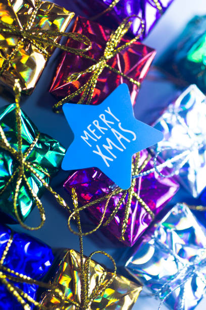 istock Xmas party celebration presents gift wrapped miniatures 878366974