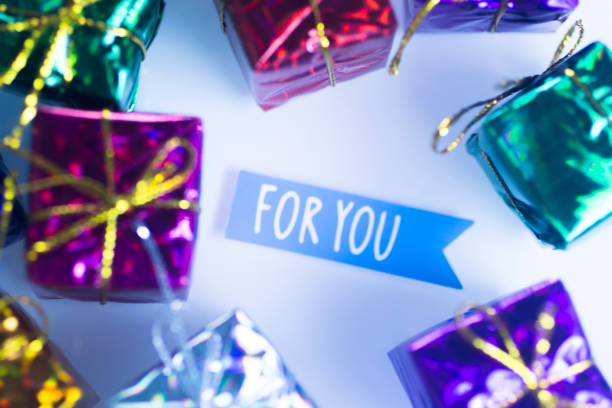istock Xmas party celebration presents gift wrapped miniatures 878367692