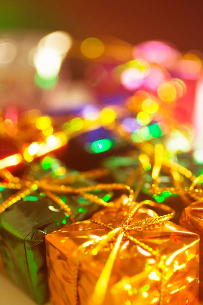 istock Christmas party celebration presents gift wrapped miniatures. 878368342