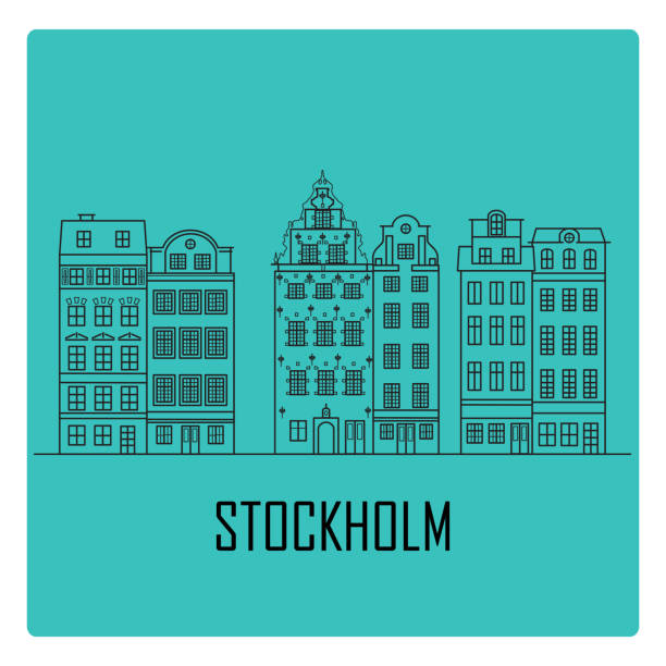 illustrazioni stock, clip art, cartoni animati e icone di tendenza di centro storico di stoccolma, svezia - stockholm