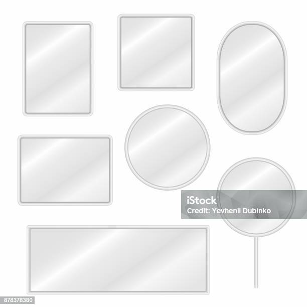 Mirrors Set In Different Forms With Blurry Reflection Stock Illustration - Download Image Now