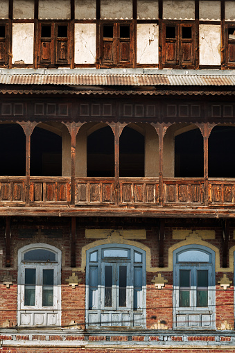 Colorful and graphic of traditional  buildings in Srinagar , Kashmir , India