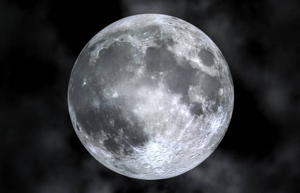Close up of full moon in cloud